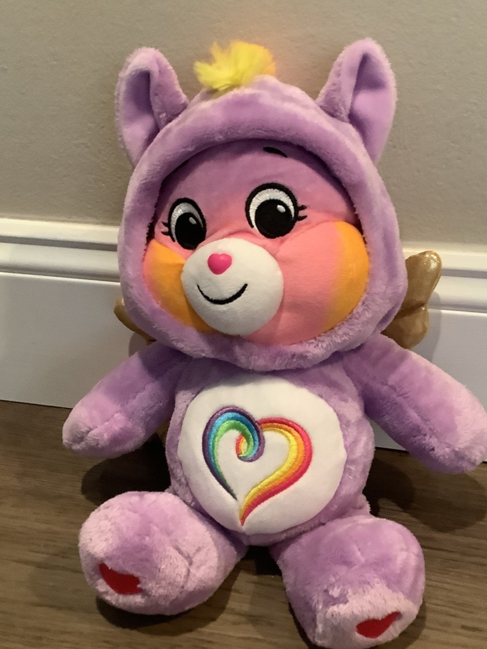 Plush Lavender Heart-Belly Kids Stuffed Toy - Rainbow Heart Design